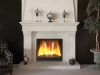 White fireplace with Black gas fireplace insert with glass