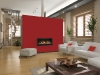 Red Wall with Black, Gas Wall Hanging Fireplace in Kansas City